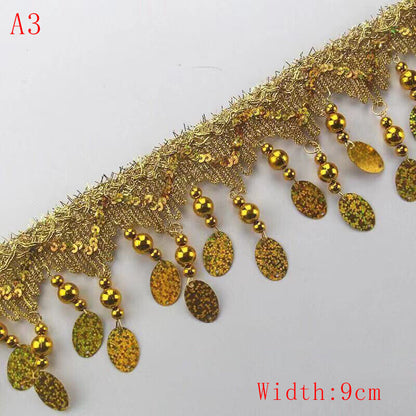 Sequin Bead Tassel Lacetrimming for Sewing Performance Dance Clothing CurtainDIY