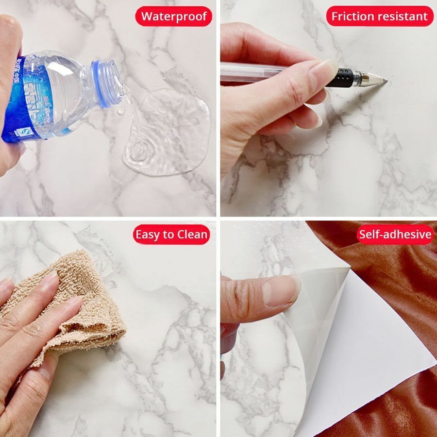 Wallpaper Sticker Marble Vinyl Film Self Adhesive Bathroom Kitchen Contact Paper