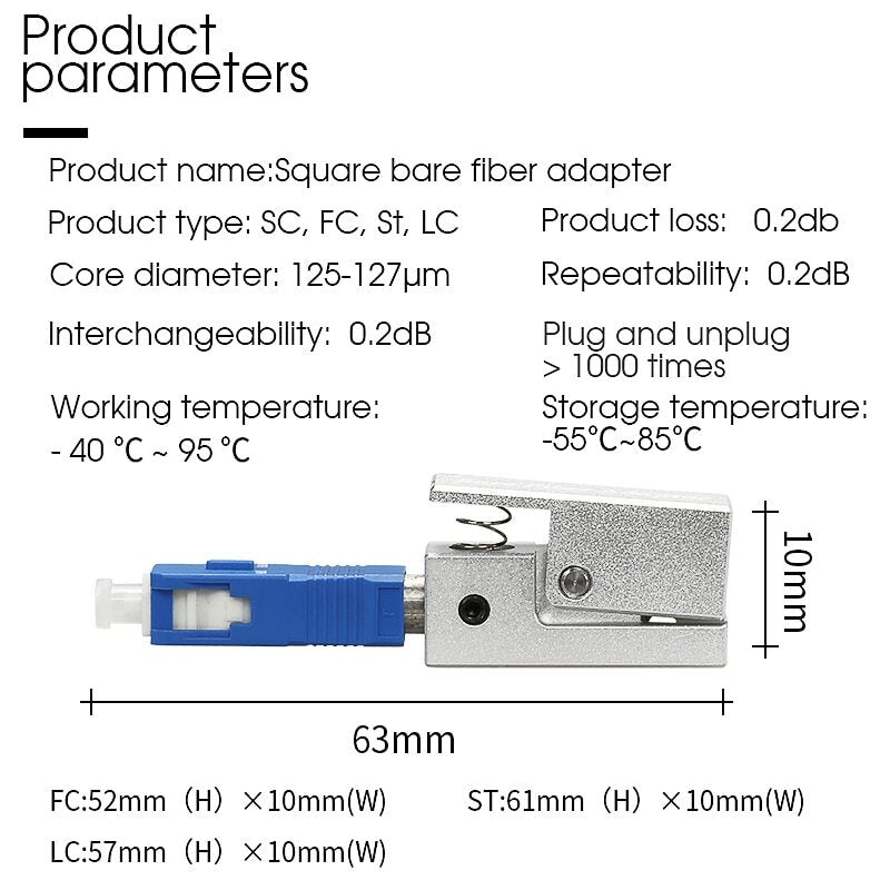 FC SC ST Square Bare Adapter Flange Temporary Succeeded OTDR Test Coupler