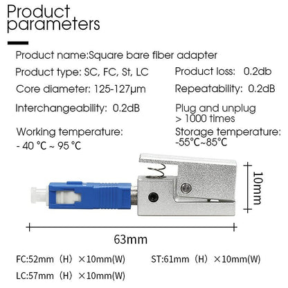 FC SC ST Square Bare Adapter Flange Temporary Succeeded OTDR Test Coupler