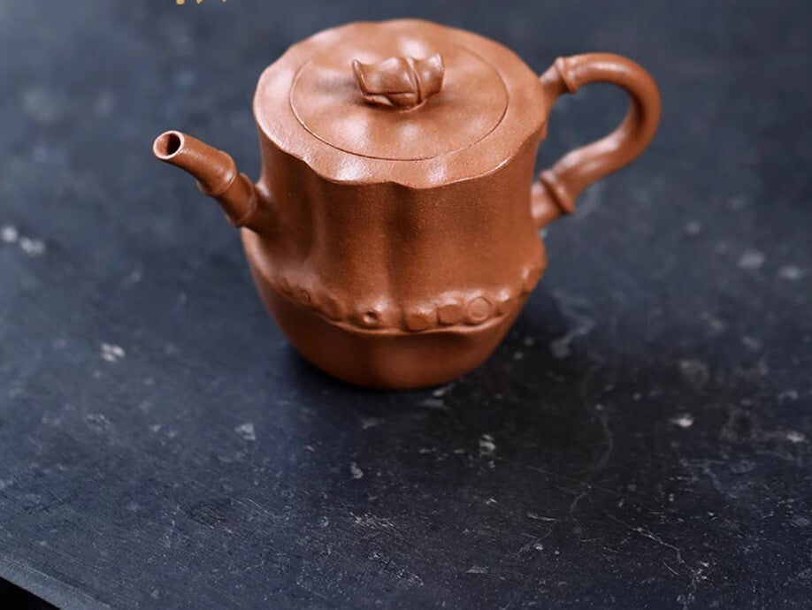 140cc chinese Yixing Handmade Zisha teapot JiangPoNi Bamboo Hu Gongfu Tea Pot