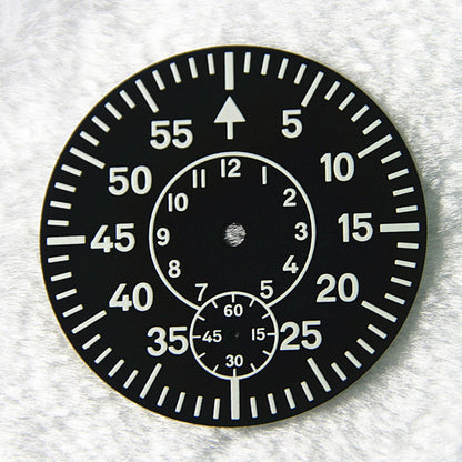 38.9MM Watch Pilot Dial Green Luminous Face Plate For ETA 6497 6498 Second @6/9