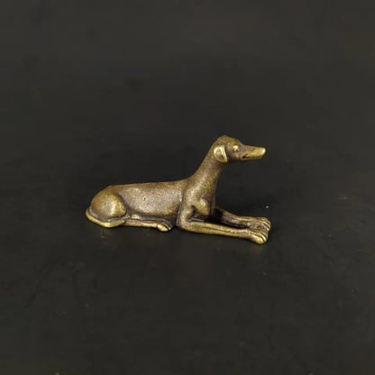 Brass Dog Statue Puppy Ornaments Crafts Tea Pet Home Decor Figurine