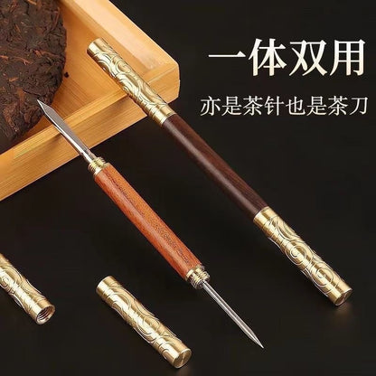 16cm Retro Sandalwood Handcarved Pu'er Tea Knife Tea Needle Teaware Accessories