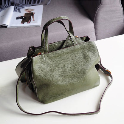 Soft Real Leather Small Handabg Shoulder Bag Tote Purse Crossbody w/ Long Strap