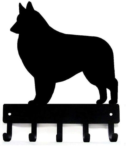Belgian Tervuren Dog Key Rack & Leash Hanger - 9 inch Wide Metal Wall Art