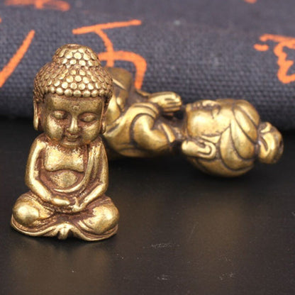 Pure Brass Guan Yin Buddha Statue Tea Pet Ornament Buddha Figurine Miniature