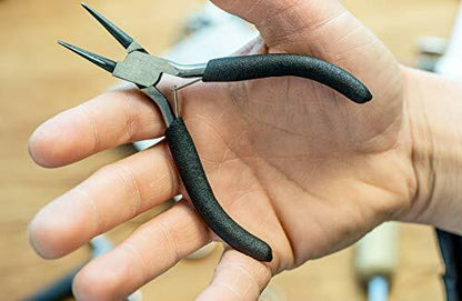SE 5-inch Mini Round Nose Pliers, Spring Loaded w/ Insulated Grip Handle (LF05)