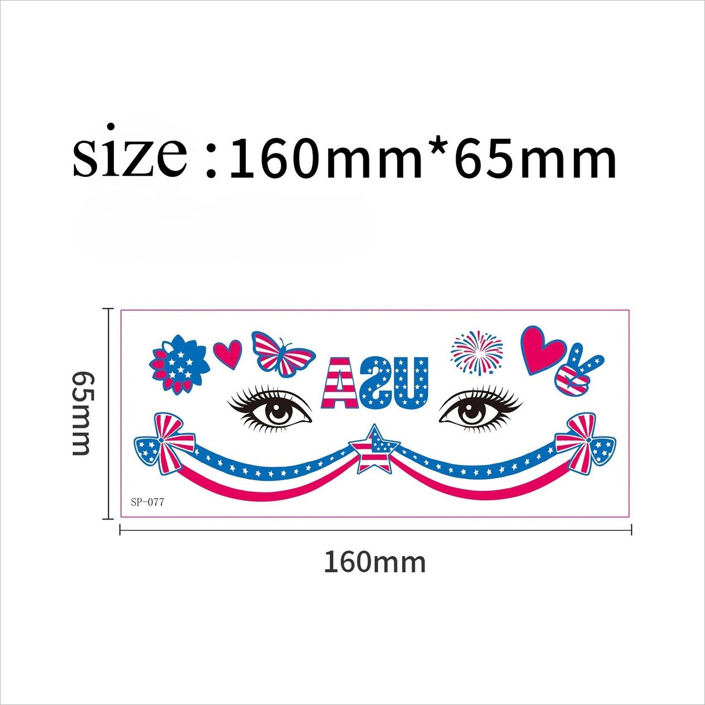 USA Party Neon Dance Glow Fluorescent Face Stickers Tattoo Stickers160*65mm