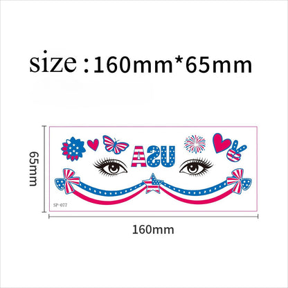 USA Party Neon Dance Glow Fluorescent Face Stickers Tattoo Stickers160*65mm