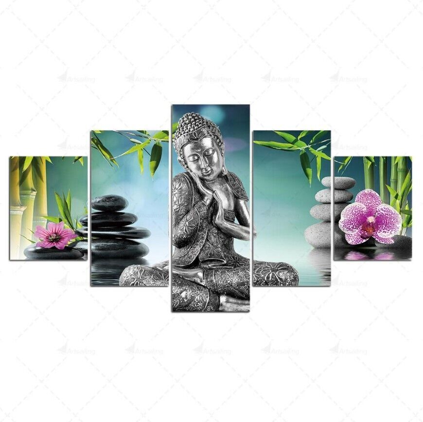 5Pcs Wall Art Canvas Painting Picture Home Decor Modern Abstract Zen Buddha