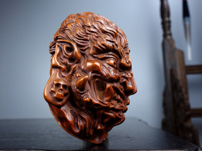 Chinese Natural Boxwood Hand carved Exquisite Buddha Devil Statue AJ0554