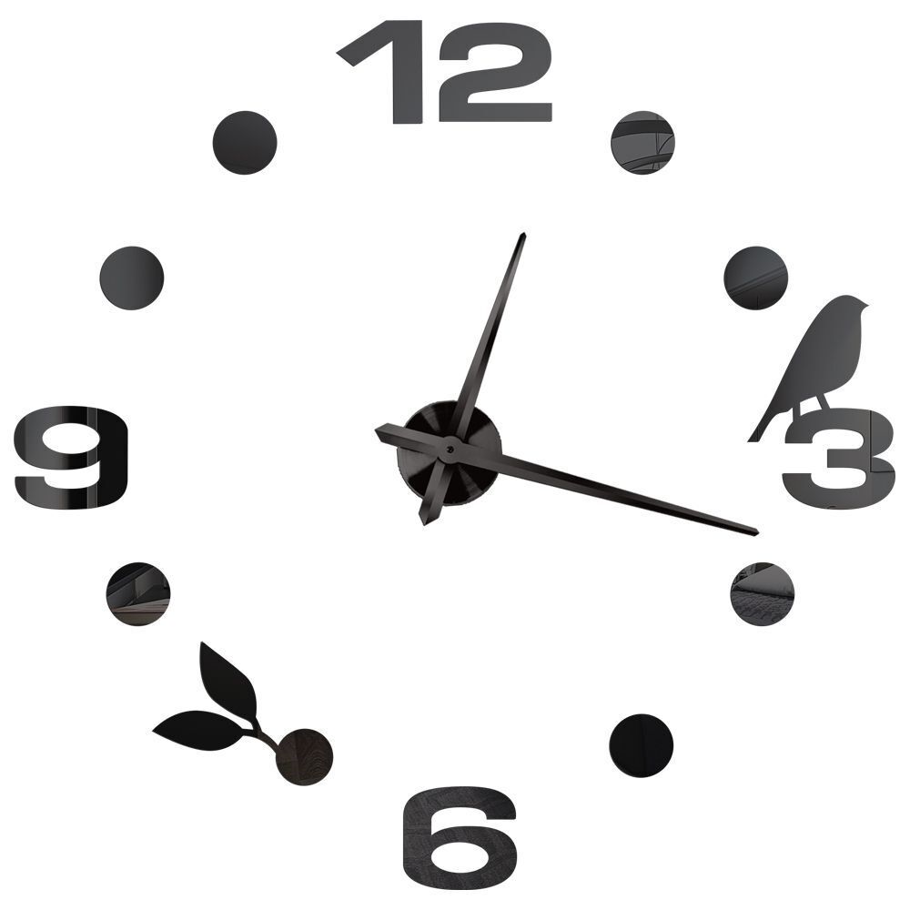 DIY Wall Clocks Acrylic Mirror Large 3D Frameless Home Living Room Decor 37-47In