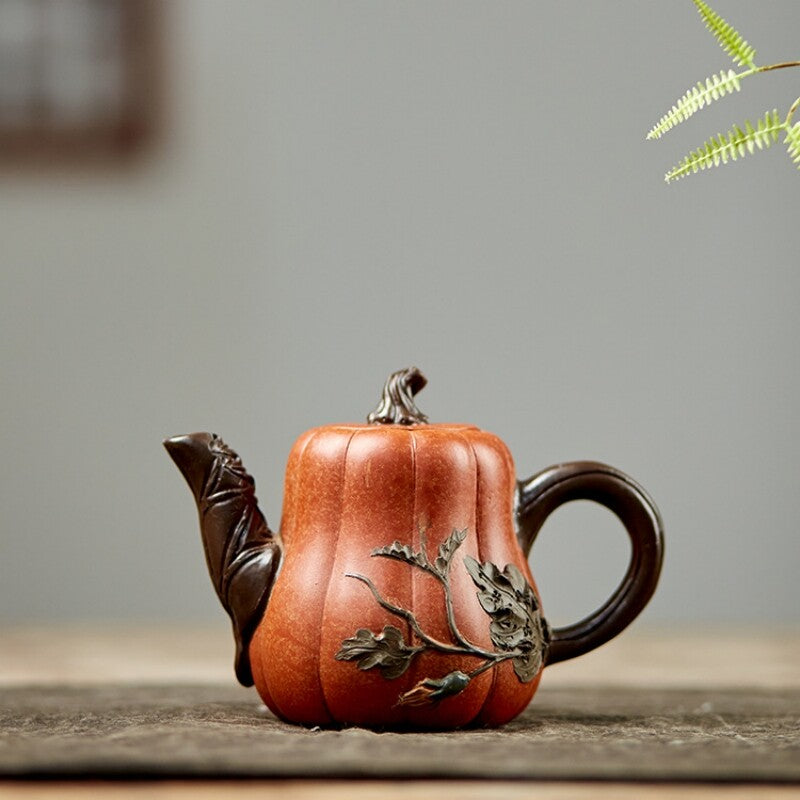 460ml Handmade Tea Pot Real Yixing Zisha Duan Clay Pot Traditional Craft Pumpkin