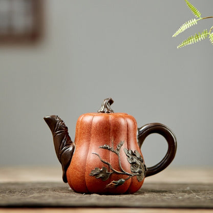 460ml Handmade Tea Pot Real Yixing Zisha Duan Clay Pot Traditional Craft Pumpkin