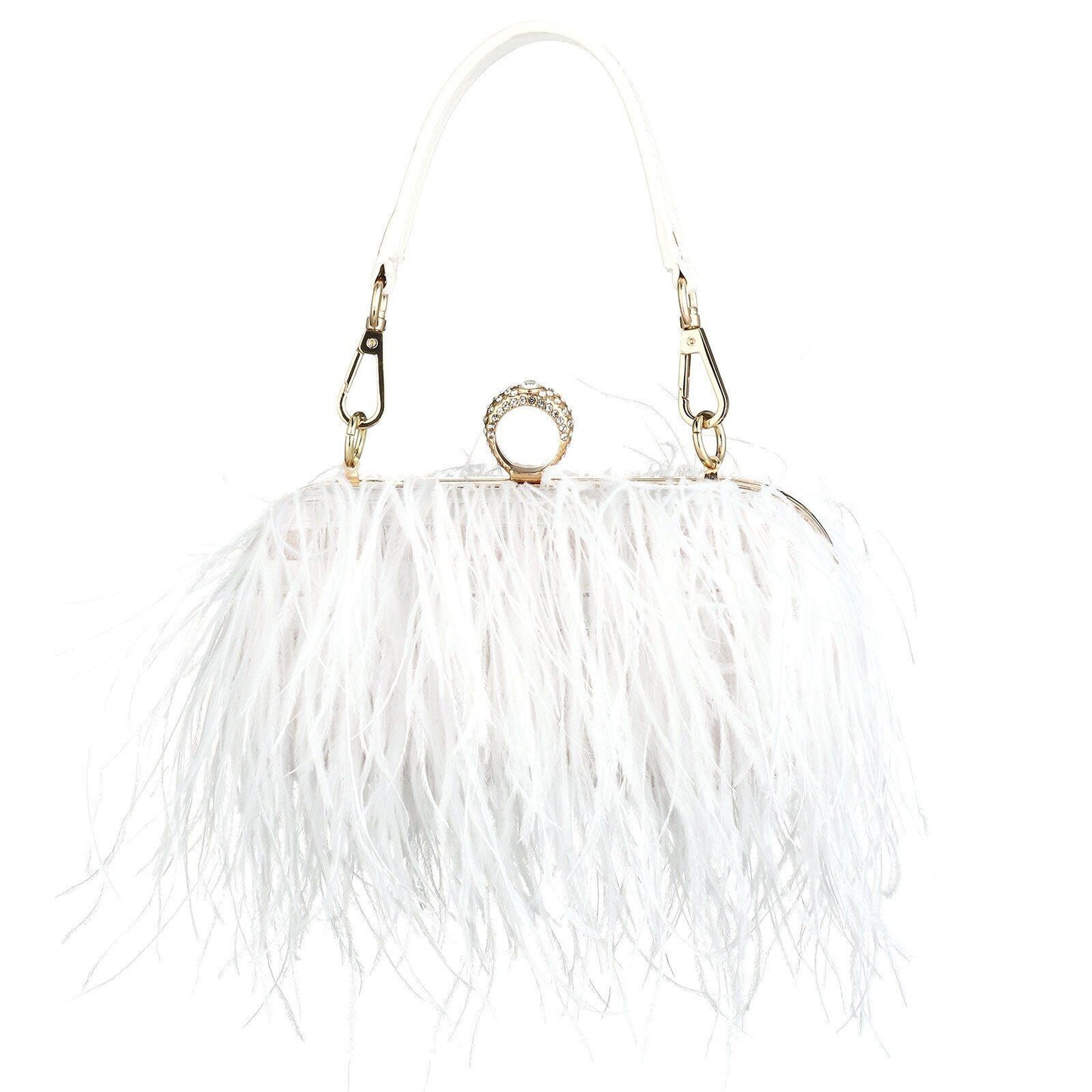 Luxury Ostrich Feather Evening Bag Shoulder Crossbody Bag Party Clutch 19*6*10CM
