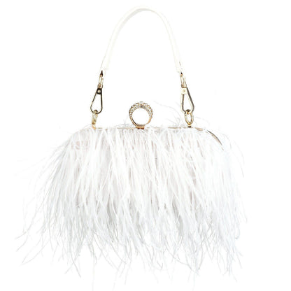 Luxury Ostrich Feather Evening Bag Shoulder Crossbody Bag Party Clutch 19*6*10CM