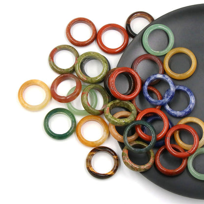 20pcs Wholesale Ring Jewelry Natural Agate Gemstone Mix Colorful Rings Lots