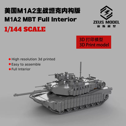 1/144 US M1A2 Main Battle Tank SEP V3+Trophy Defense System Model Kit 3D Printed