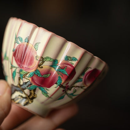 Boutique Tea Cup Crackle Glaze Ruyao Craft Porcelain Master Cup Lotus Design Cup