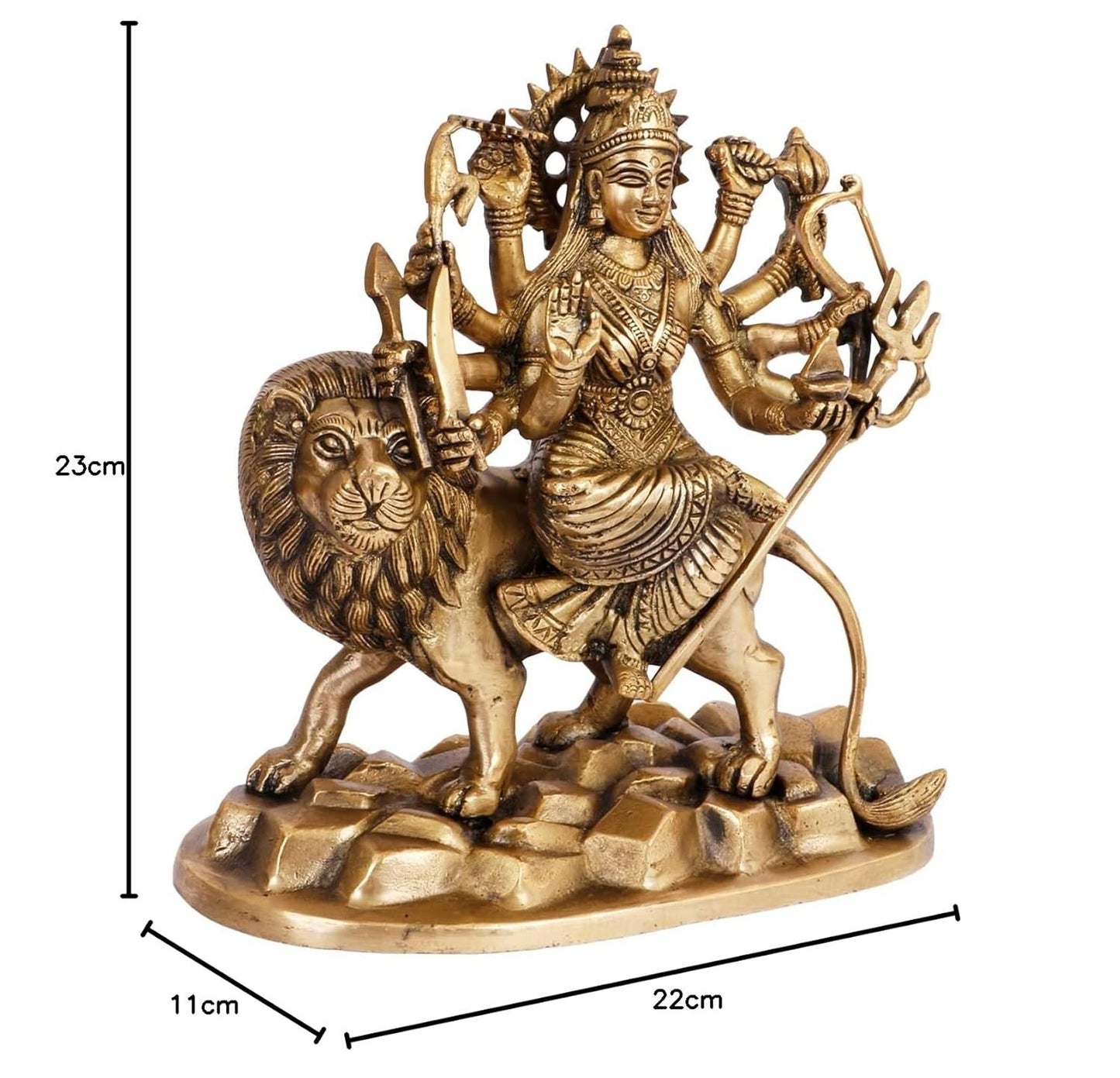 Hindu God Lord Brass Maa Durga Idol Sitting On Lion Idol Statue Figurines