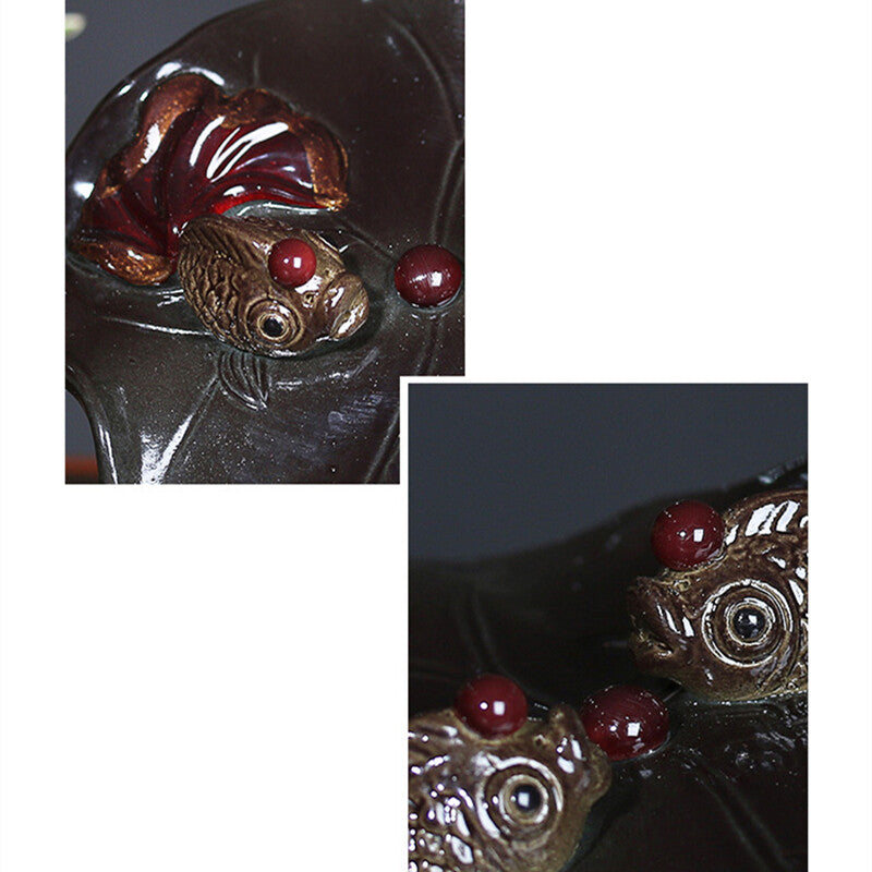 Color Change Tea Pet Creative Home Decoration Resin Golden Fish Zisha Lotus Leaf