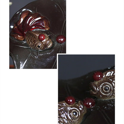 Color Change Tea Pet Creative Home Decoration Resin Golden Fish Zisha Lotus Leaf