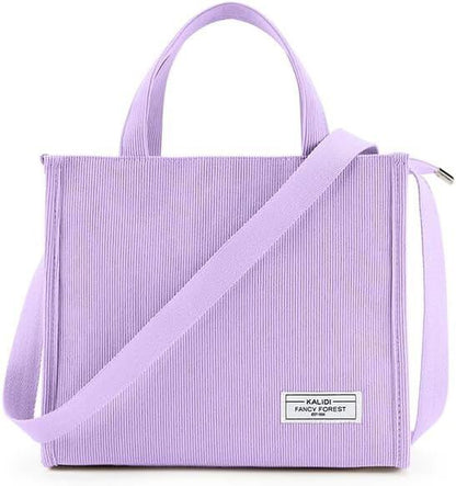KALIDI Tote Bag for Women Corduroy Crossbody Bag Casual Zipper Tote Fashion Shou