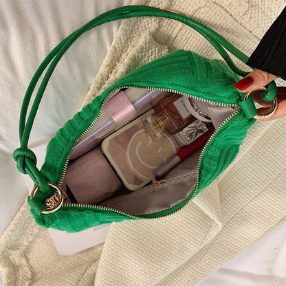 Famous Half Moon Shoulder Messenger Bag Soft Cotton Underarm Clutch Handbag Tote