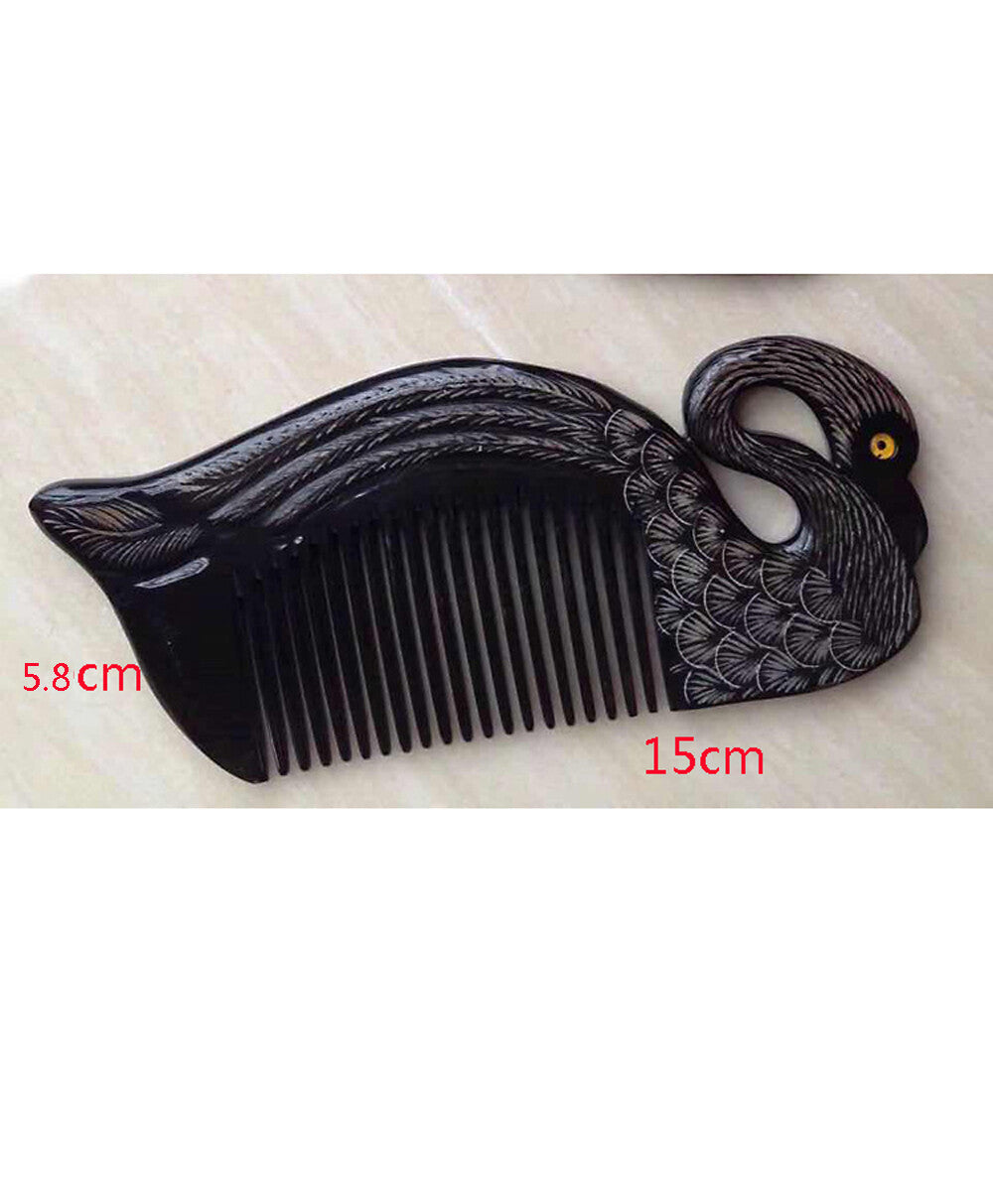 New BLACK HANDMADE YAK Horny SWAN COMB GIFT FROM