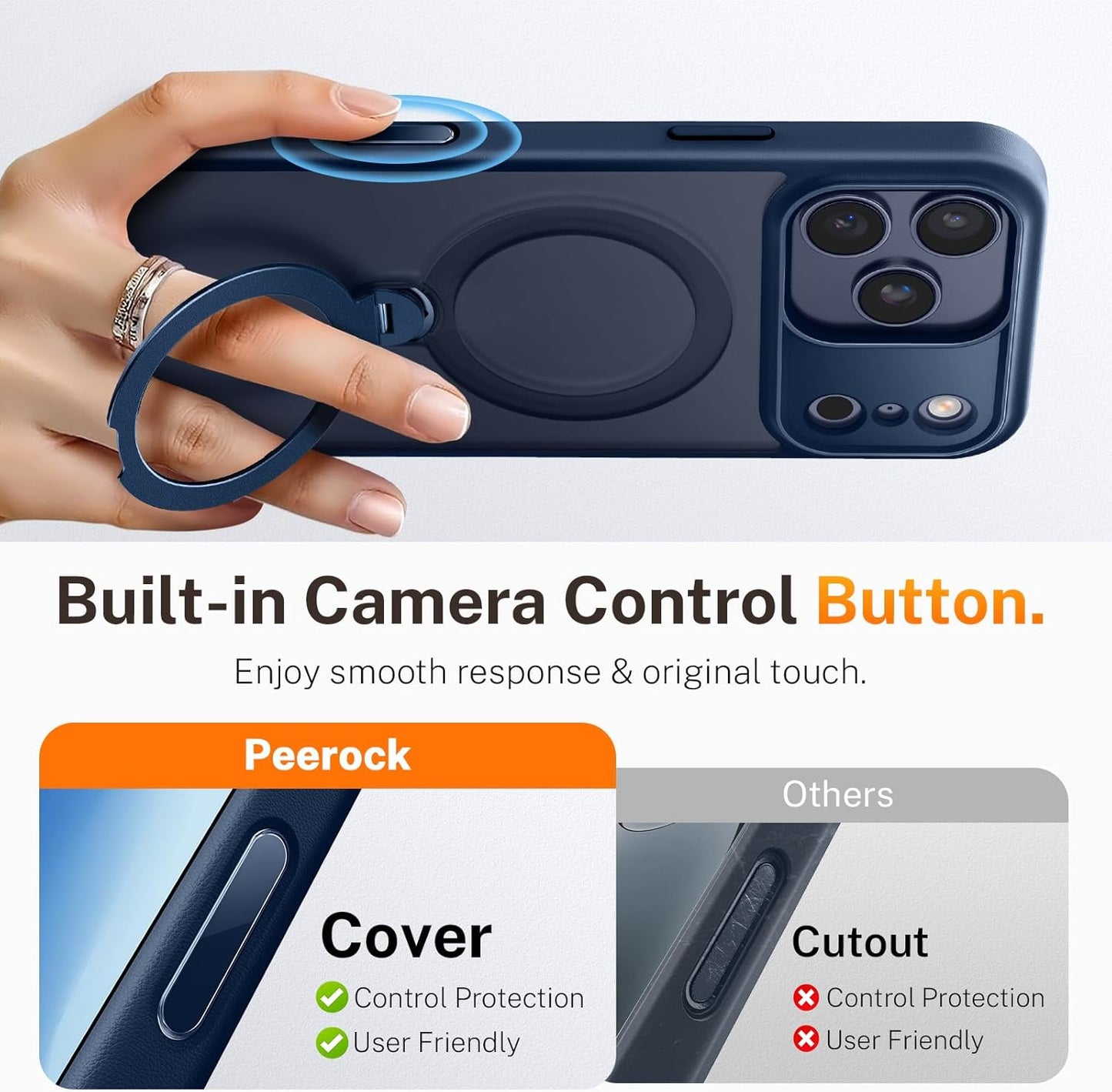 For Iphone 17 Pro Case: with 360° Spin Magnetic Stand, Camera Control Button, Fi