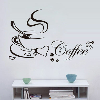 Wall Stickers Coffee Cup Vinyl Quote Restaurant Kitchen Removable Home Decor Art