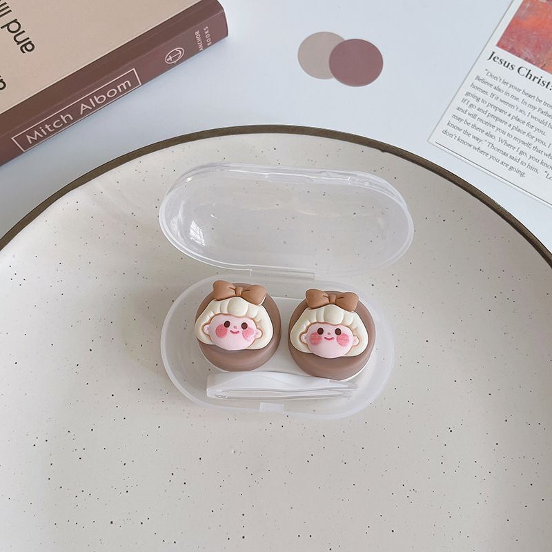 Women Contact Lens Case Plastic Lovely Cat Paw Container Storage Box 6.4x4x2.5cm