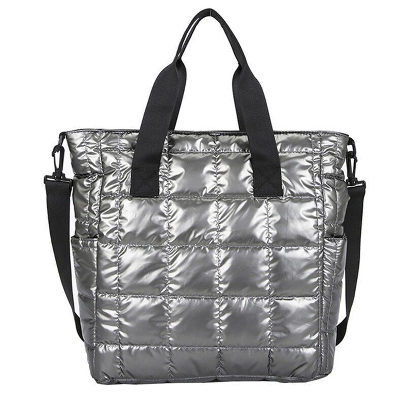 Large Shoulder Bag Waterproof Nylon Purse Pad Cotton Feather Down Shoulder Bag