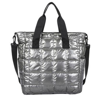Large Shoulder Bag Waterproof Nylon Purse Pad Cotton Feather Down Shoulder Bag
