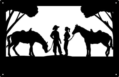 Chance Meeting Cowboy and Cowgirl Wall Art (13.5 x 9) Metal Wall Art