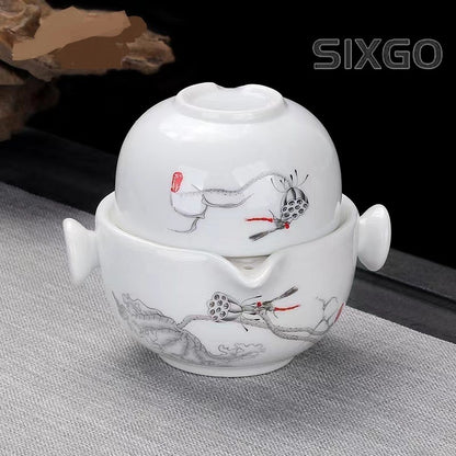 Chinese Tea Set Ceramic Travel Tea Set Kung Fu Gaiwan Teapot Kettle