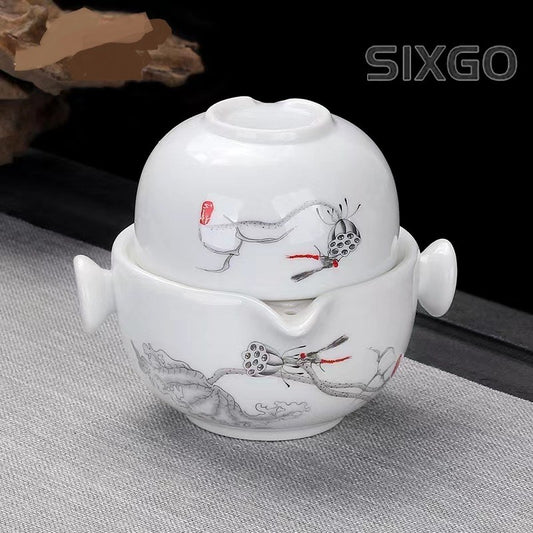 Chinese Tea Set Ceramic Travel Tea Set Kung Fu Gaiwan Teapot Kettle