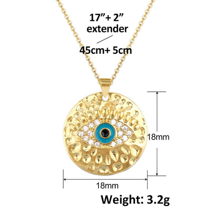 Turkish Blue Evil Eye Pendant Copper Zircon Charm Plated Eco Friendly DIY