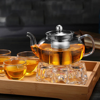 600ml Heat Resistant Glass Teapot Flower Tea Set Kettle Coffee Tea Pot Drinkware