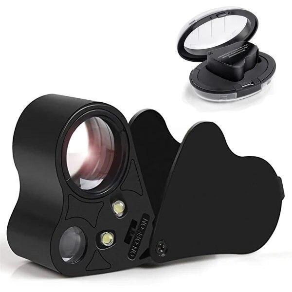 30X 60X Jewelers Loupe Magnifier Jewelry Eye Loop Pocket Magnifying Glass Light