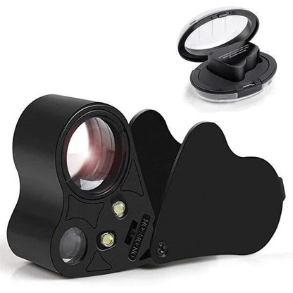30X 60X Jewelers Loupe Magnifier Jewelry Eye Loop Pocket Magnifying Glass Light