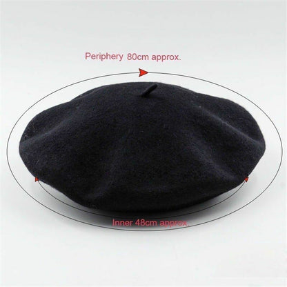 Beret Cap Winter Warm Wool Hat Fashion Elegant French Style Plain Beret Hiking