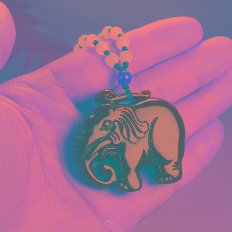 Natural Green Jade Elephant Pendant Women Fashion Necklace Jewelry Decoration