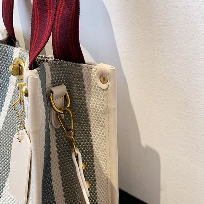 Large Tote Bag Casual Canvas Handbag Wide Shoulder Strap Bag Trendy Shoulder Bag