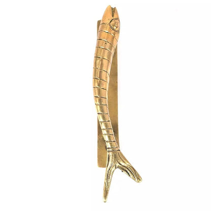 Set of 2 Antique Look Golden Brass Fish With Mouth Open Door Handles