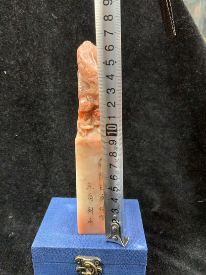 Chinese Natural Shoushan Stone Hand-carved Exquisite Dragon Seal 31112