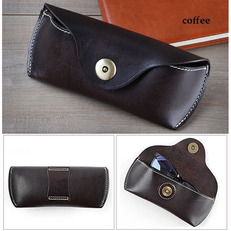 Men Women Glasses Cases Eyewear Holder Storage Box Pouch Leather Belt Bag 17x7cm