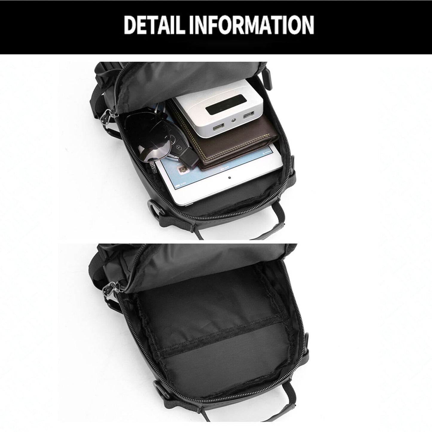 Men Sling Bag Chest Bag Cross Body Handbag Shoulder Pack Sports Travel Backpack
