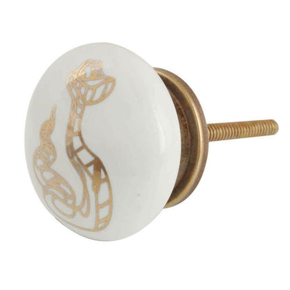 Pack of 10 Golden Snake Pattern Ceramic Cabinet Knobs